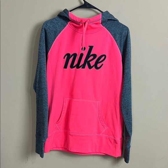 Nike Therma Fit Women’s Size Large Hot Pink & Gray Hoodie - Picture 1 of 7